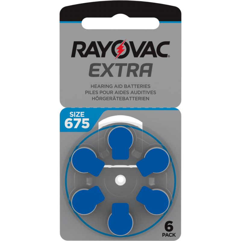 Батарейки для слуховых аппаратов Rayovac Extra 675, 6 шт.