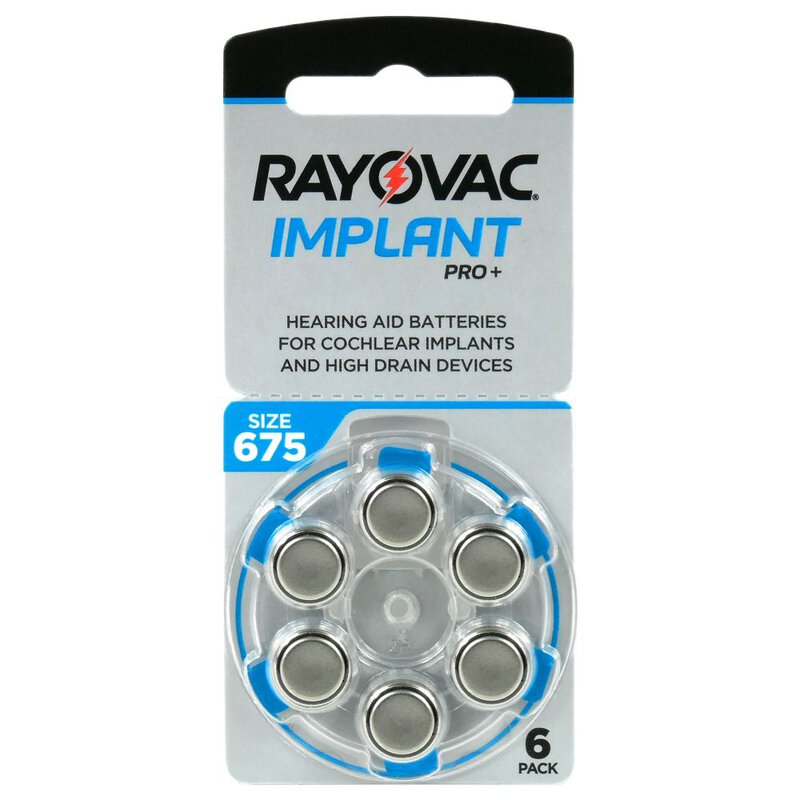 Батарейки для кохлеарного импланта Rayovac Implant Pro + 675, 6 шт.