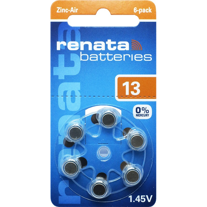 Батарейки для слуховых аппаратов Renata 13, 6 шт.