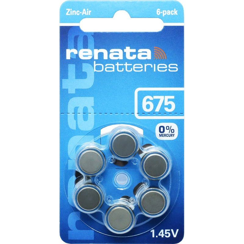 Батарейки для слуховых аппаратов Renata 675, 6 шт.