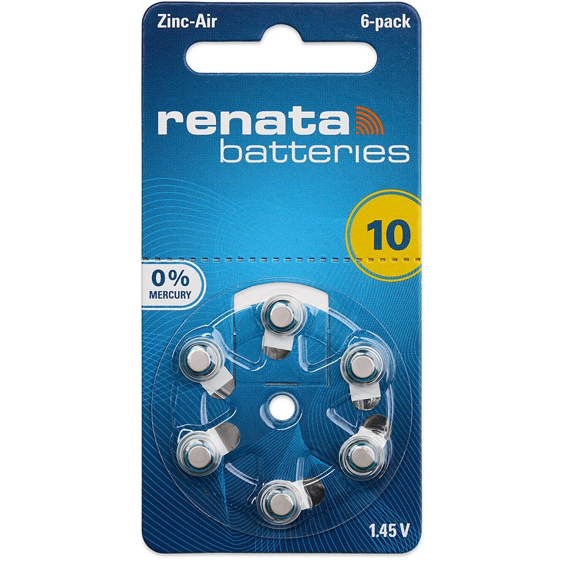 Батарейки для слуховых аппаратов Renata 10, 6 шт.