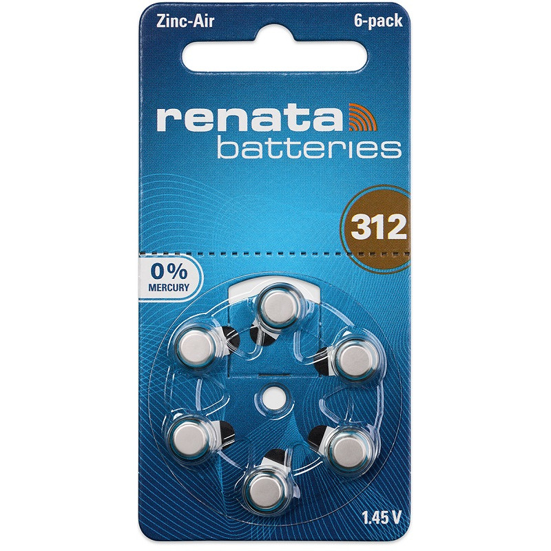 Батарейки для слуховых аппаратов Renata 312, 6 шт.