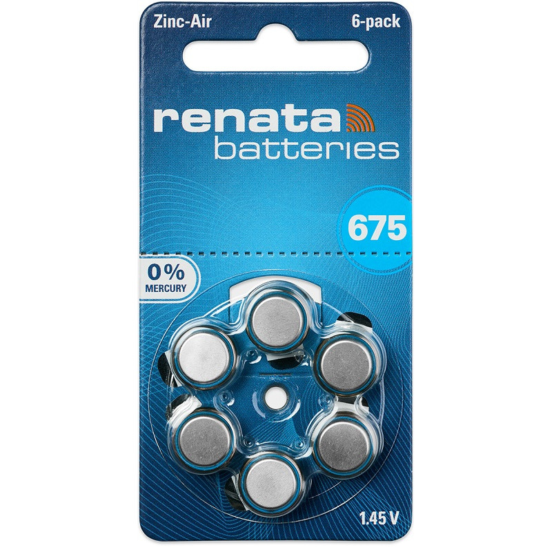 Батарейки для слуховых аппаратов Renata 675, 6 шт.