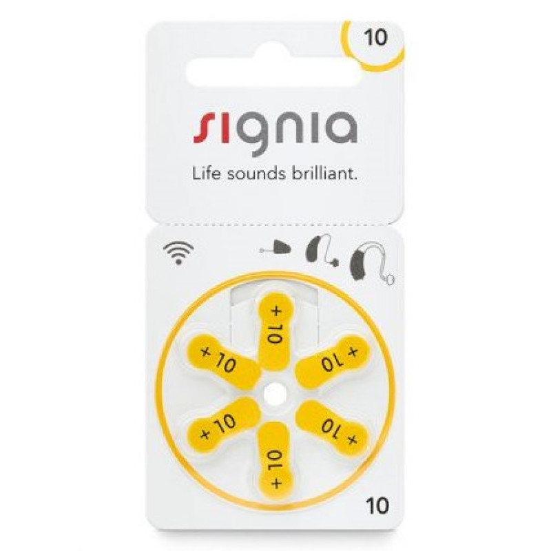 Батарейки для слуховых аппаратов Signia 10, 6 штук