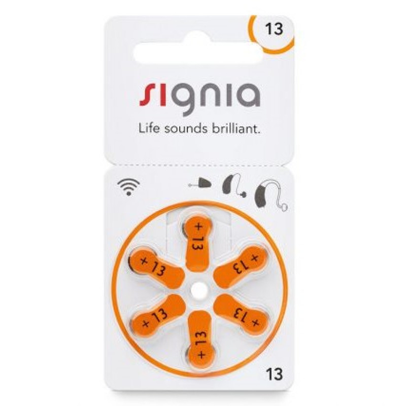 Батарейки для слуховых аппаратов Signia 13, 6 штук