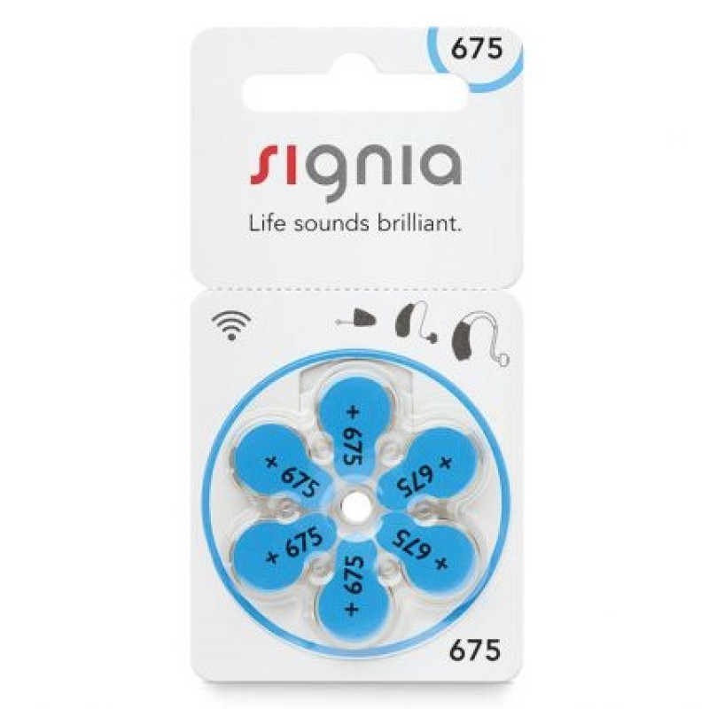 Батарейки для слуховых аппаратов Signia 675, 6 штук